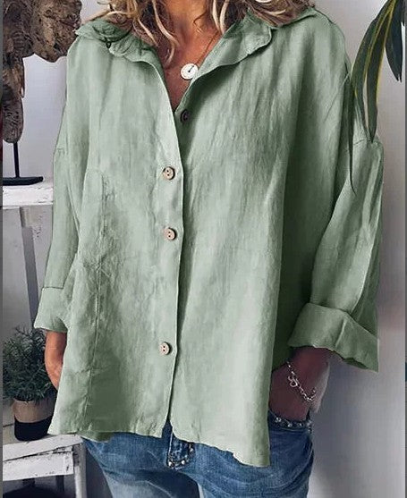 Retro Grace Button-Up Shirt – Plus Size