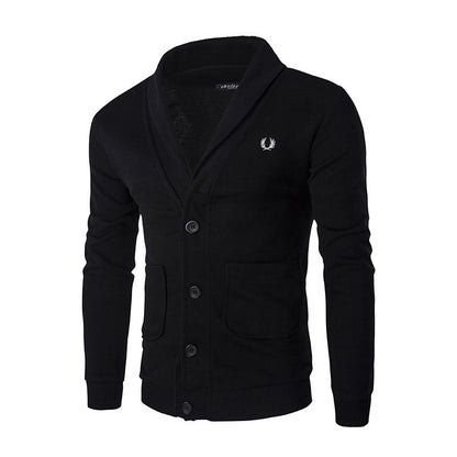 Solid Color Embroidered Slim Knit Coat