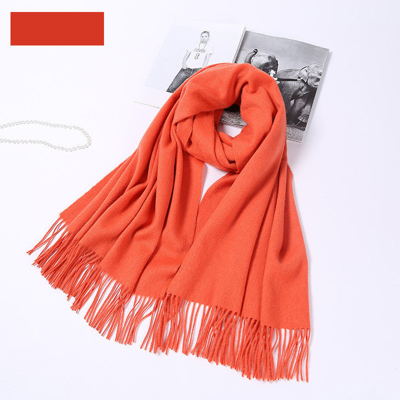 Autumn and winter clothing fashion thick shawl spinning pure wool scarf ladies solid color scarf