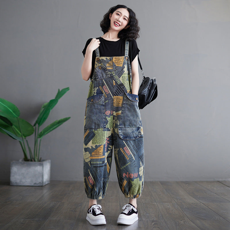 Retro Chic Oversized Denim Suspenders