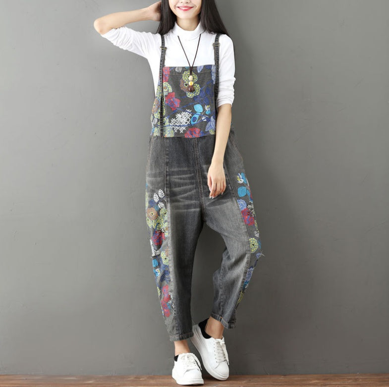Urban Patchwork Denim Overalls