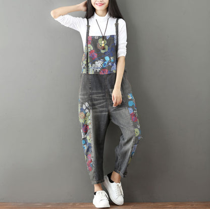 Urban Patchwork Denim Overalls