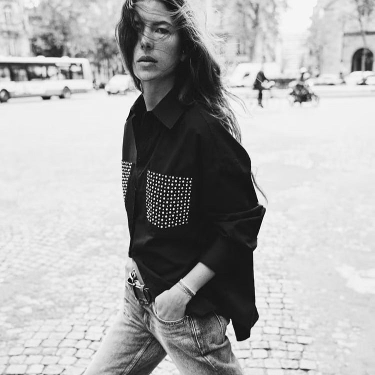 Casual Loose Long Sleeve with Rivet Detailing