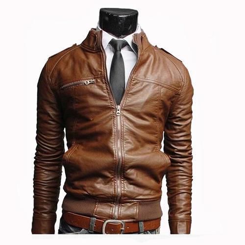 Steel Chain Leather Biker Jacket