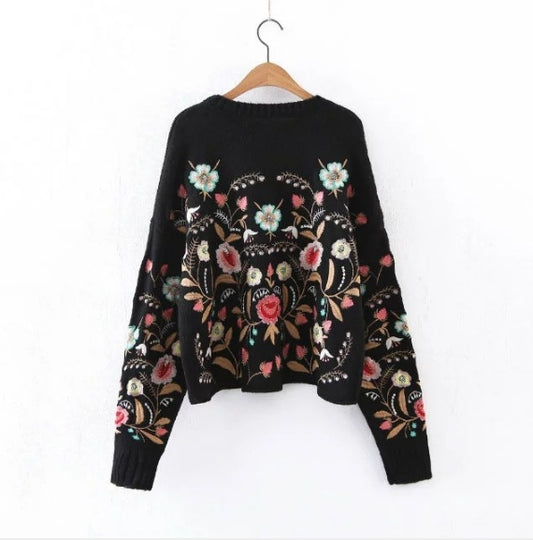 Urban Blossom Embroidered Pullover