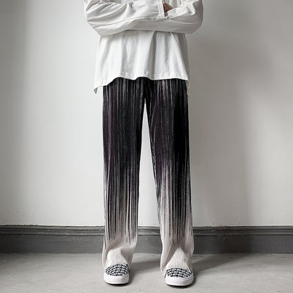 Men’s Loose Fit Gradient Striped Wide-Leg Pants