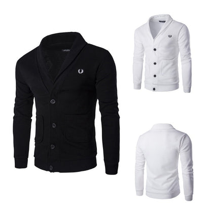 Solid Color Embroidered Slim Knit Coat