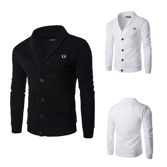 Solid Color Embroidered Slim Knit Coat