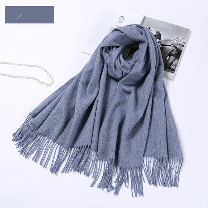 Autumn and winter clothing fashion thick shawl spinning pure wool scarf ladies solid color scarf