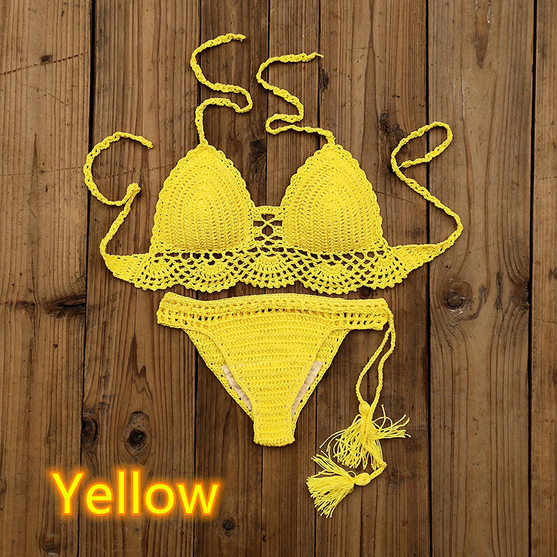 Handcrafted Elegance: Solid Color Crochet Bikini