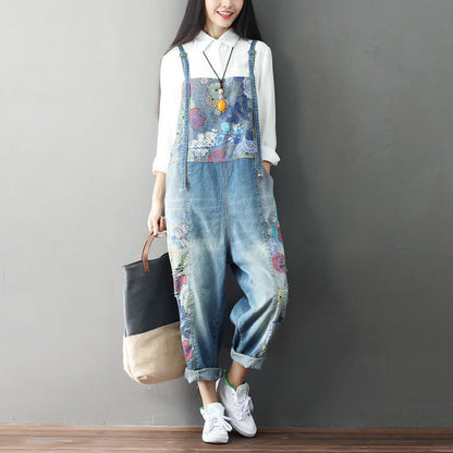 Urban Patchwork Denim Overalls