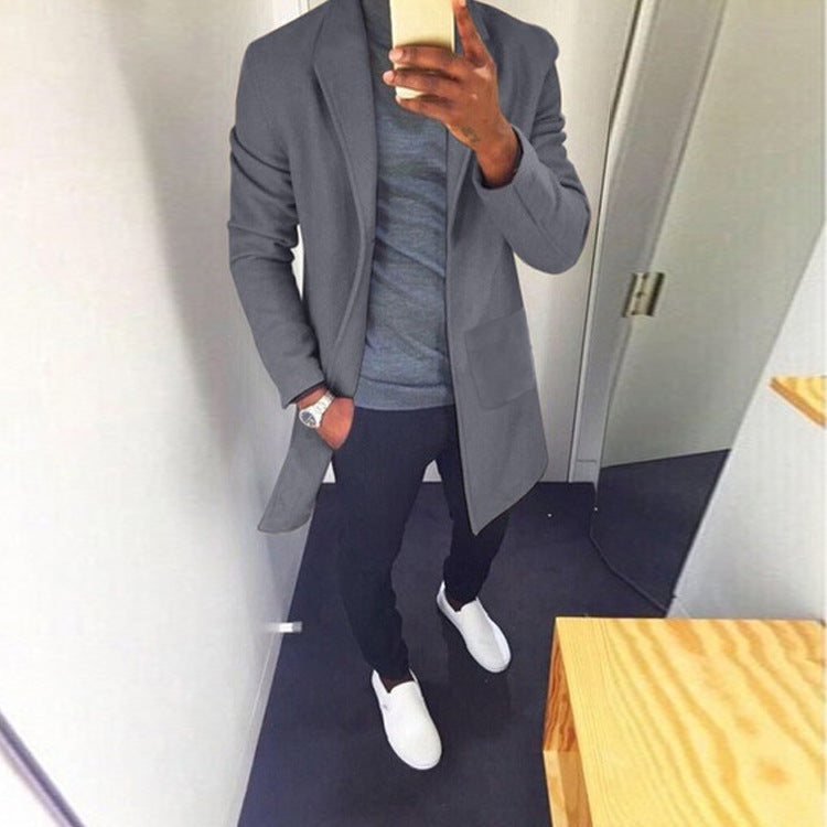 Woolen windbreaker coat