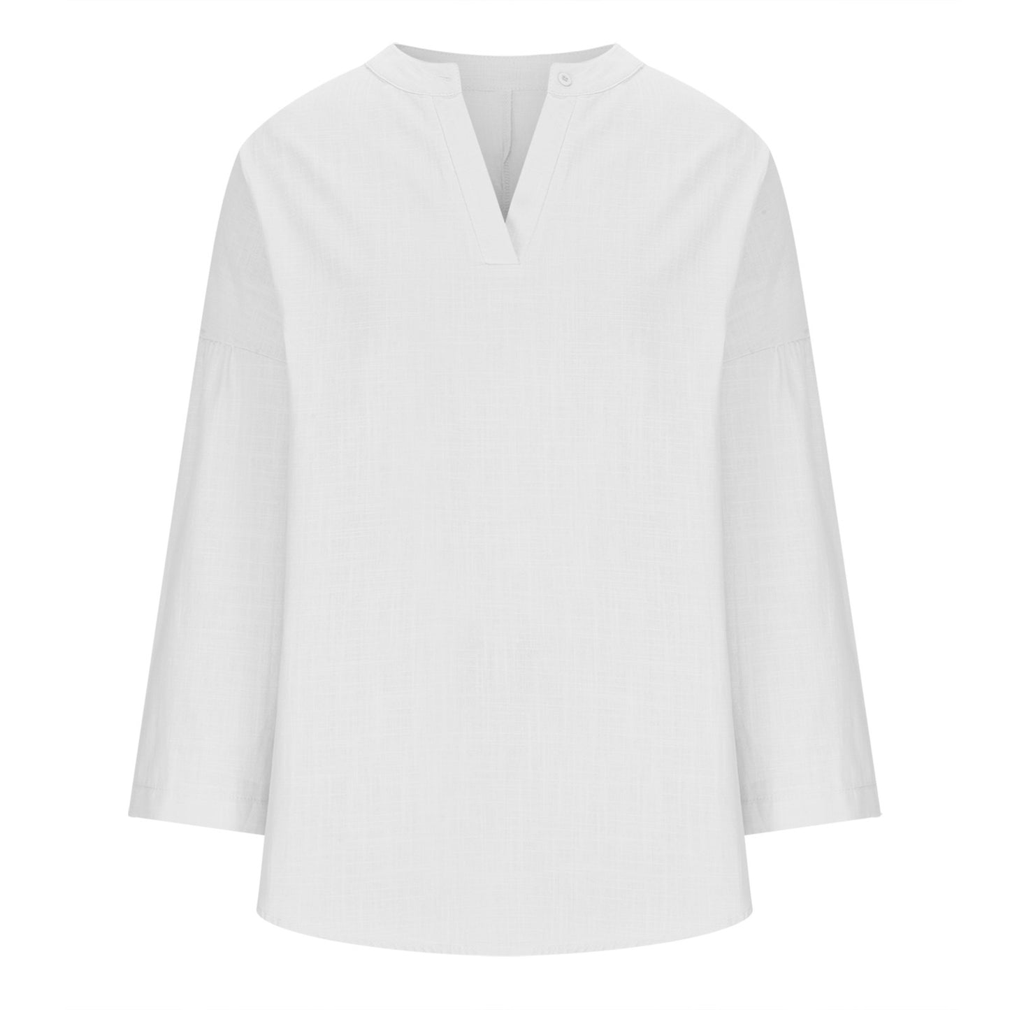 Casual Cotton-Linen Stand Collar Blouse