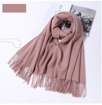 Autumn and winter clothing fashion thick shawl spinning pure wool scarf ladies solid color scarf