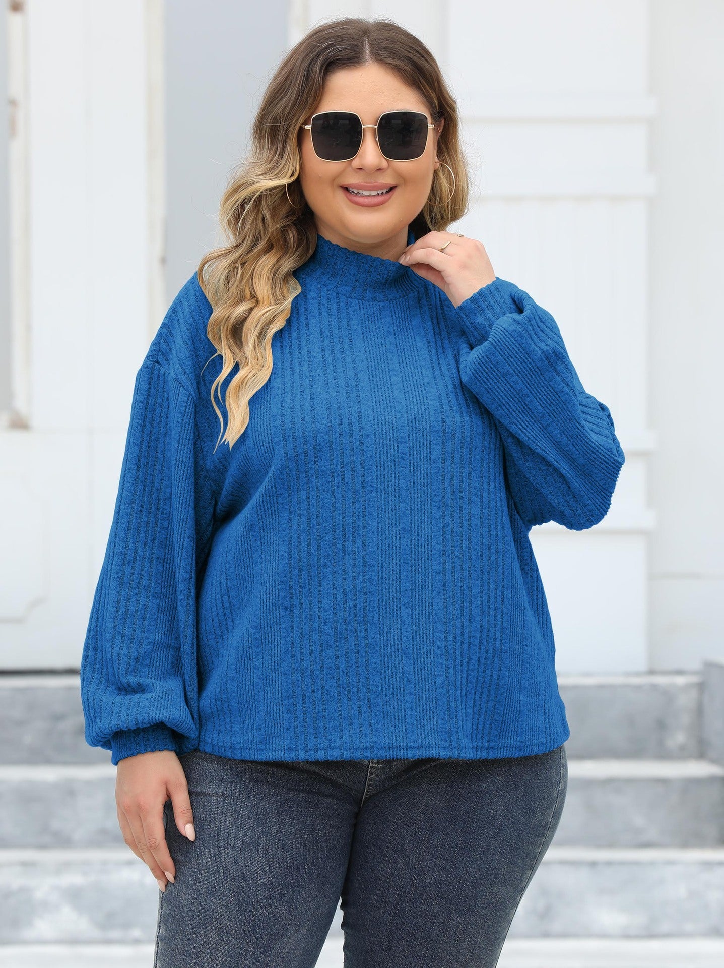 Elegant Ease Half-Turtleneck Tee – Plus Size Comfort