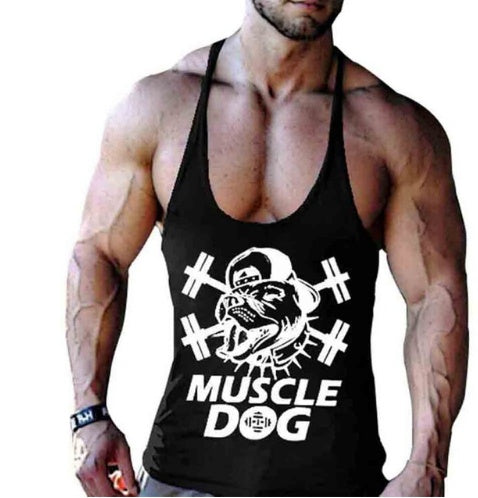 Men’s Muscle Dog Gym Tank – Cartoon Fitness Workout Vest