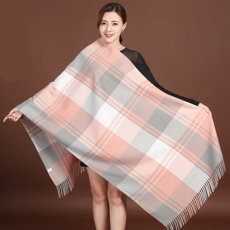 Autumn Winter New Women British Cashmere Checked Scarf Female 200x70 Double Side Warm Plaid Tassel Shawl Scarf