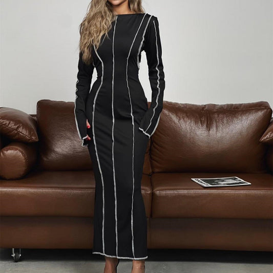 Enhance Your Beauty with our Round-neck Long-sleeved Dress