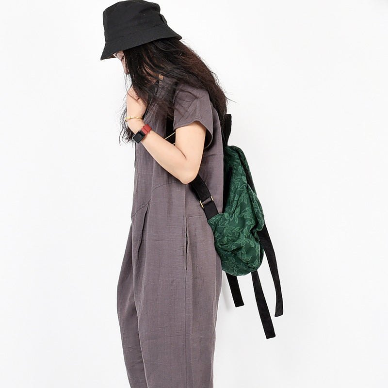 Patchwork backpack retro print backpack