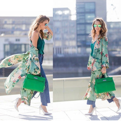 Timeless Elegance: Gown & Kimono Cardigan Set