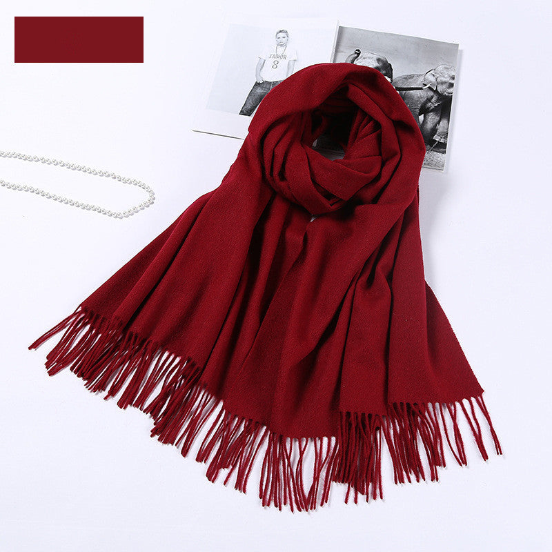 Autumn and winter clothing fashion thick shawl spinning pure wool scarf ladies solid color scarf