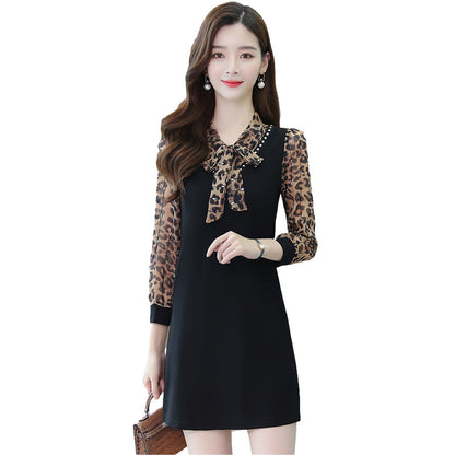 Regal Leopard Print Two-Piece Dress
