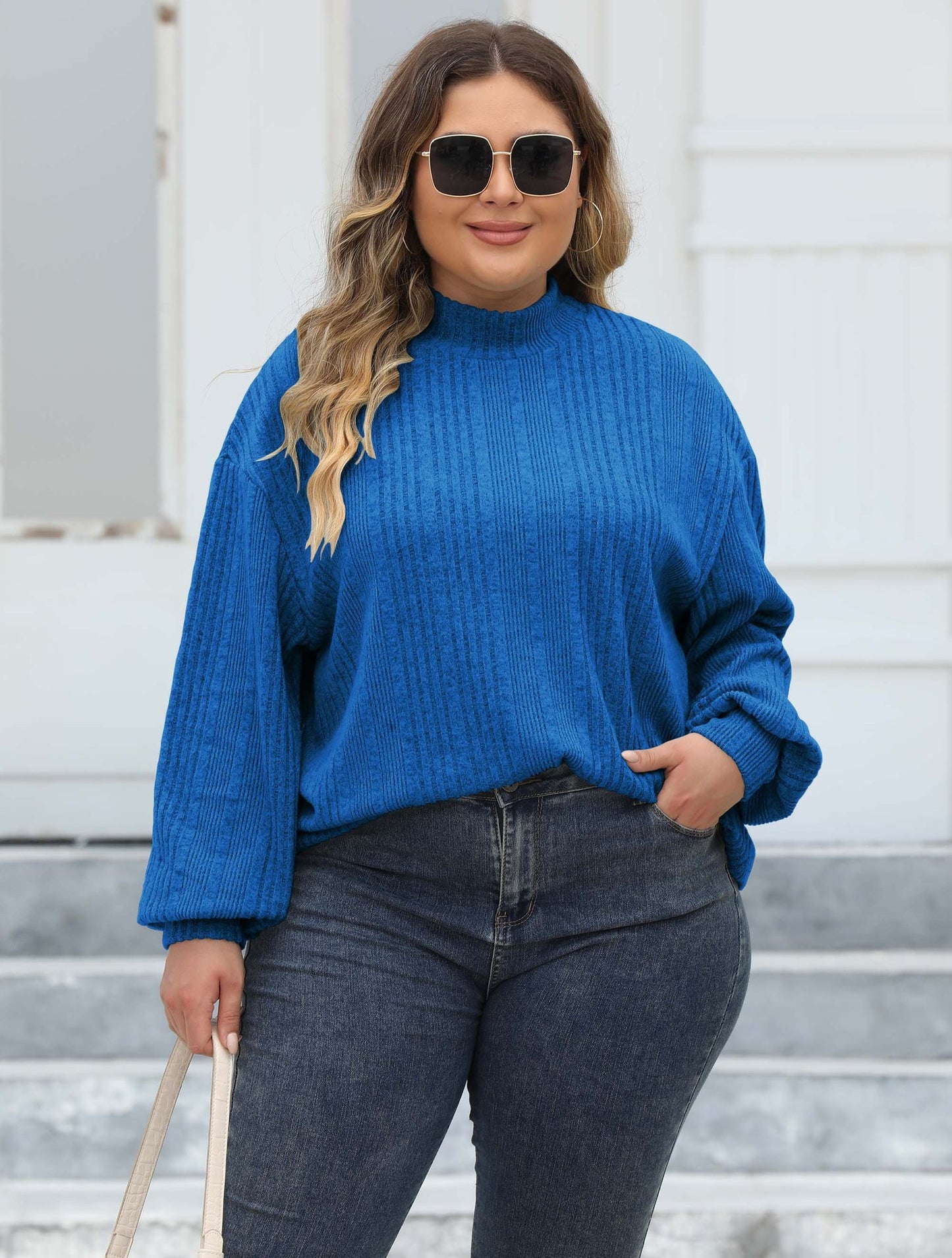 Elegant Ease Half-Turtleneck Tee – Plus Size Comfort