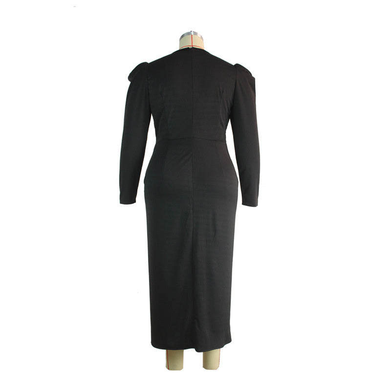 Modern Casual Slit Dress - Plus Size, Irregular Hem Design