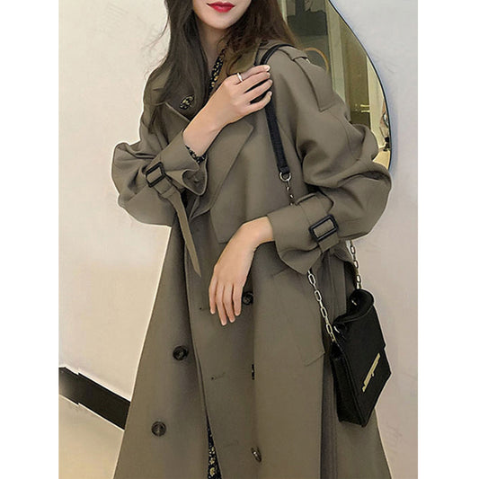 Elegant Oversize Double-Breasted Trench Coat for Women