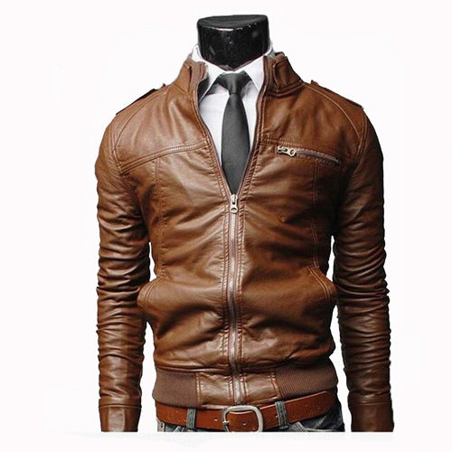 Steel Chain Leather Biker Jacket