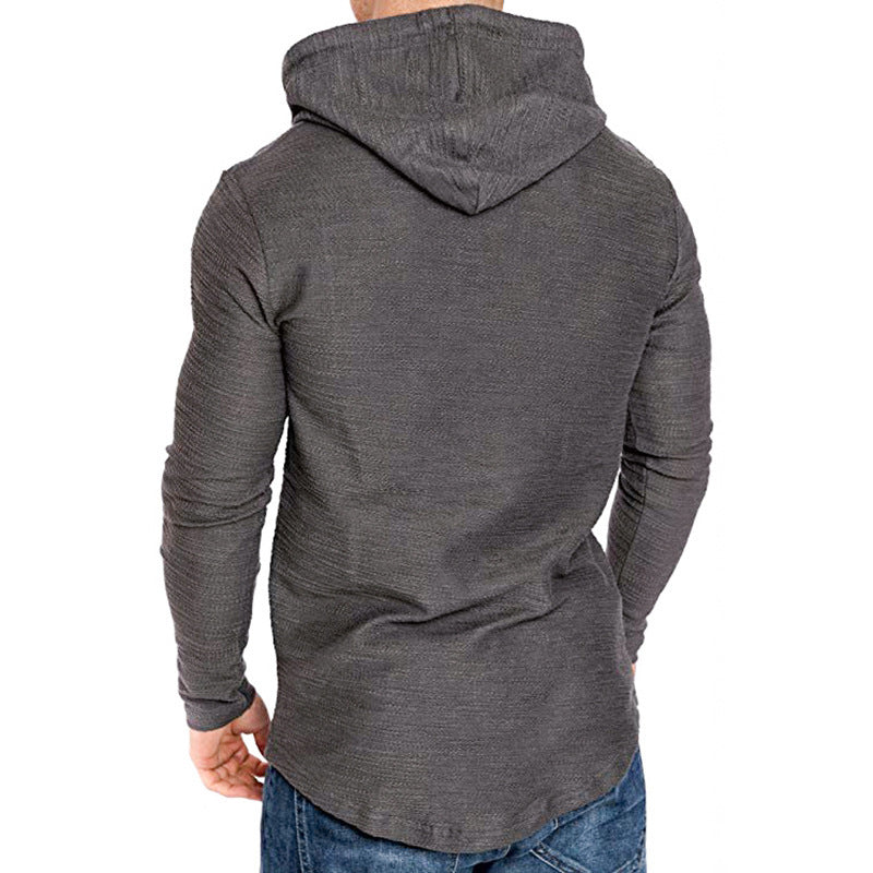 Men’s Athletic Hoodie T-Shirt – Slim Long Sleeve Workout Top