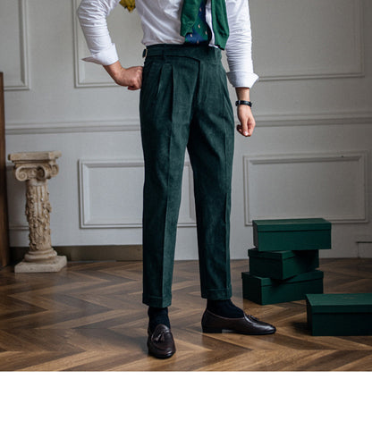 Classic Corduroy High-Waisted Straight Pants for Men