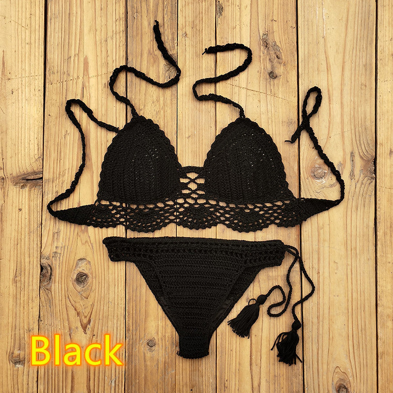 Handcrafted Elegance: Solid Color Crochet Bikini