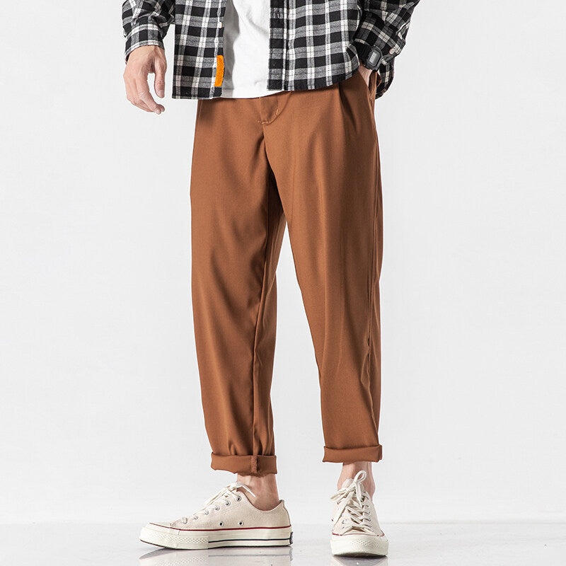 Casual Comfort Loose Cropped Cotton Pants for Men