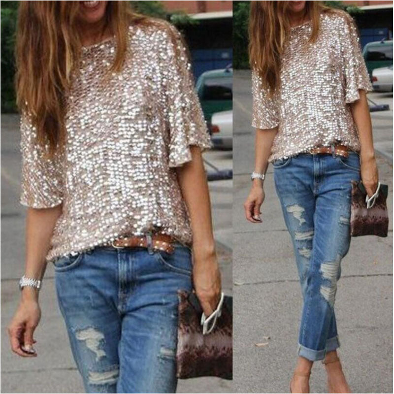 Urban Glam Off-Shoulder Glitter Top