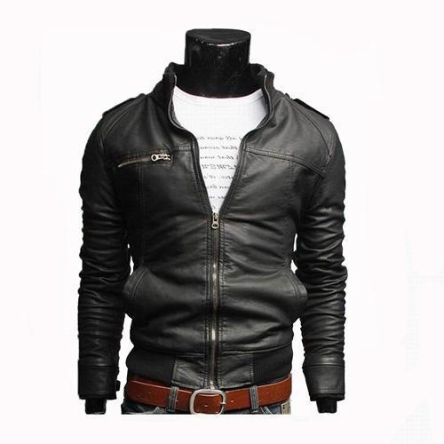 Steel Chain Leather Biker Jacket