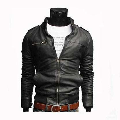 Steel Chain Leather Biker Jacket