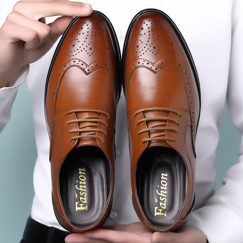 Urban Carved Leather Block Slip-Ons for Men