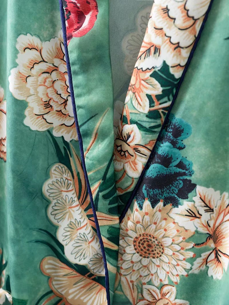 Timeless Elegance: Gown & Kimono Cardigan Set