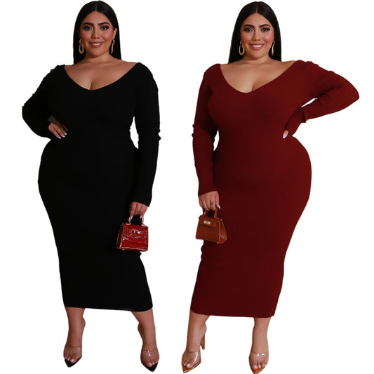 Luxe Flow Plus V-Neck Dress