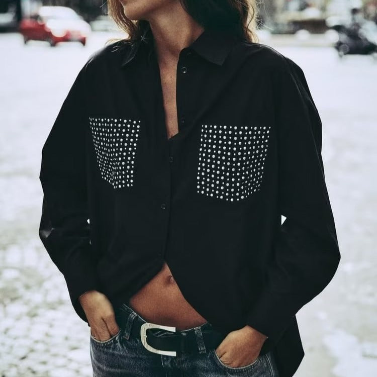 Casual Loose Long Sleeve with Rivet Detailing