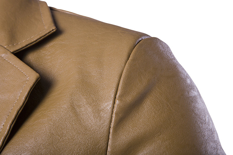 Urban Style PU Leather Single-Button Suit for Men