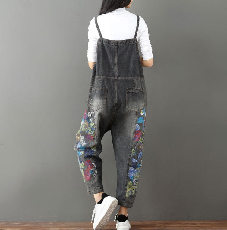 Urban Patchwork Denim Overalls
