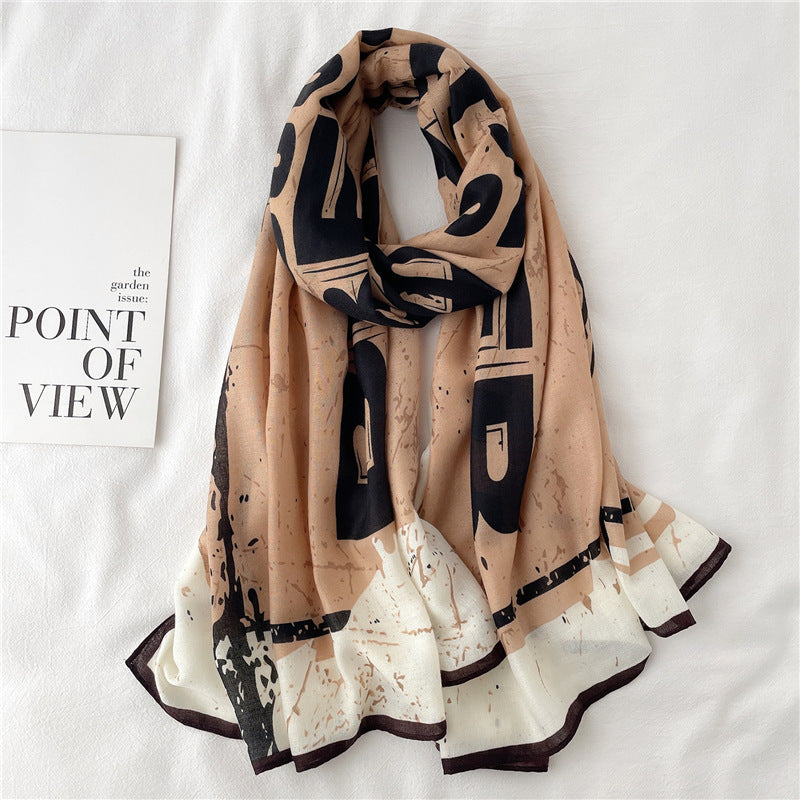 Scarf Female Autumn And Winter Travel Decoration Thin Cotton And Linen Long Shawl