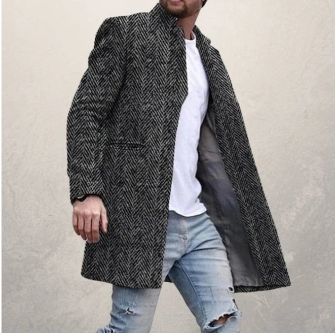 Herringbone collared windbreaker