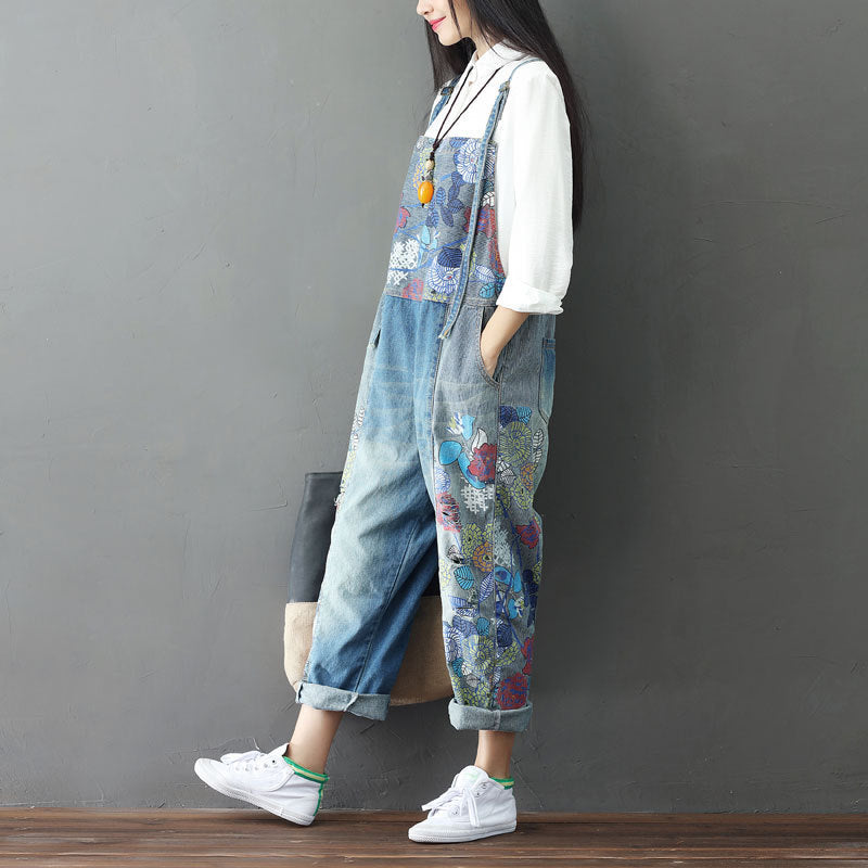 Urban Patchwork Denim Overalls