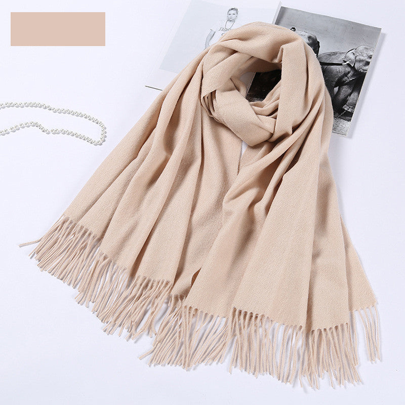 Autumn and winter clothing fashion thick shawl spinning pure wool scarf ladies solid color scarf