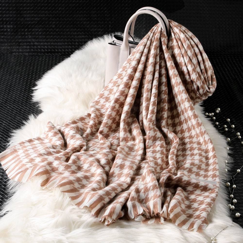 Autumn Winter New Women British Cashmere Checked Scarf Female 200x70 Double Side Warm Plaid Tassel Shawl Scarf