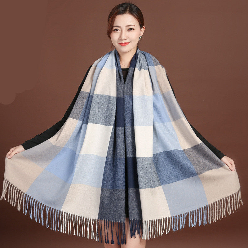 Autumn Winter New Women British Cashmere Checked Scarf Female 200x70 Double Side Warm Plaid Tassel Shawl Scarf