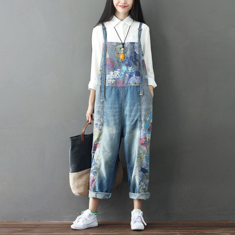 Urban Patchwork Denim Overalls